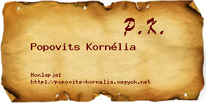 Popovits Kornélia névjegykártya